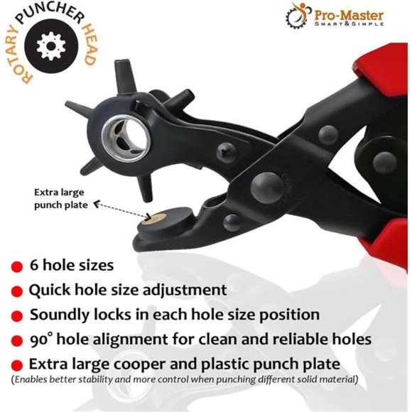 Professional Leather Hole Puncher – Leather Punch Tool for Belts, Watch Bands - Picture 5 of 6